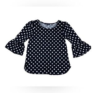 Green Envelope Black and White Polka Dot Top